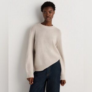 ☁️ QUINCE NWT Cashmere Oversized Crewneck Sweater Heather Cloud Beige, Medium ☁️